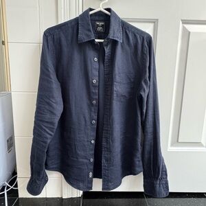 Todd Snyder Linen Navy Button-Up Shirt XS